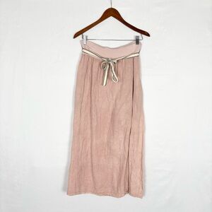 Catwalk Studio Linen Midi Skirt Belted Pink Italy